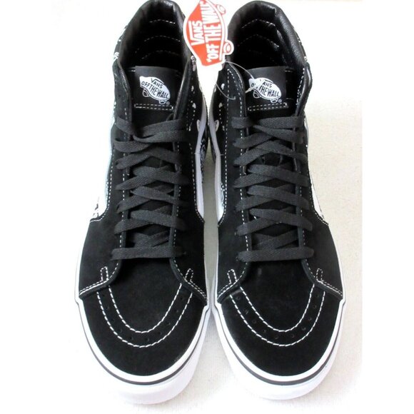 Vans Men's Sk8-Hi Bandana Skulls Black White Canvas Suede Skate shoes Sizes NIB - Picture 3 of 5